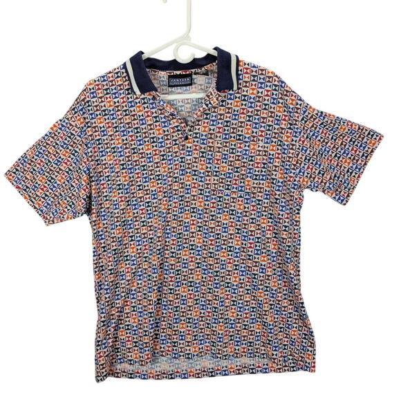 Vintage Jantzen Classics Shirt Mens Large Multicolor Triangles Polo Golf Preppy - Picture 1 of 8